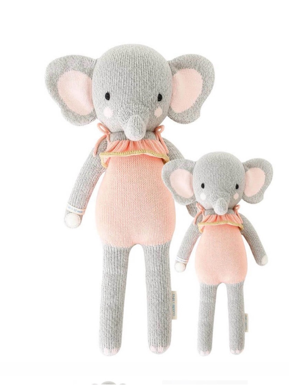 Cuddle + Kind RGray and Pink Elephant Knit Plush Toy - Kids Toys